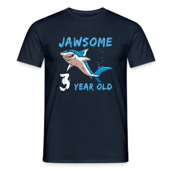 Birth Born Age 3 Years Old Jaw Awesome Shark - Männer T-Shirt - Navy - Vorne - AI Model Male 178 light (178cm)