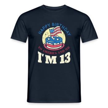 US America Flag Cake Birth Age 13 USA 4th Of July - Men's T-Shirt - navy - Front - AI Model Male 178 light (178cm)