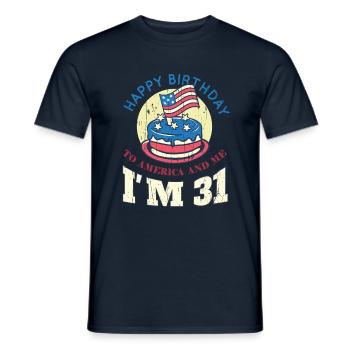 US America Flag Cake Birth Age 31 USA 4th Of July - Men's T-Shirt - navy - Front - AI Model Male 178 light (178cm)