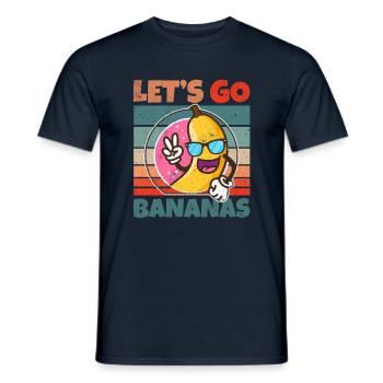 Retro Vintage Let's Bananas Funny Peace Banana - Männer T-Shirt - Navy - Vorne - AI Model Male 178 light (178cm)
