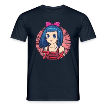 Vaporwave Japan Japanese Kawaii Girl Anime - Men's T-Shirt - navy - Front - AI Model Male 178 light (178cm)