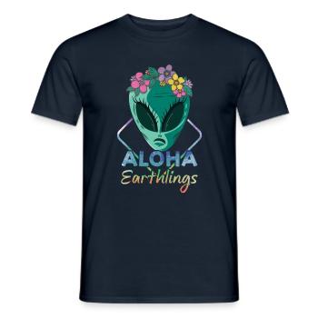Beach 2022 Tropical Alen Space Aloha Summer - Männer T-Shirt - Navy - Vorne - AI Model Male 178 light (178cm)
