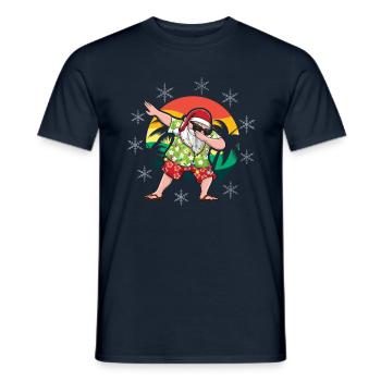 Retro Beach Christmas Dabbing Santa Summer 2022 - Men's T-Shirt - navy - Front - AI Model Male 178 light (178cm)