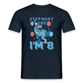 Boy Age 8 Year Old Cute Birth Born Roar Dinosaur - Männer T-Shirt - Navy - Vorne - AI Model Male 178 light (178cm)