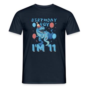 Boy Age 11 Year Old Cute Birth Born Roar Dinosaur - Männer T-Shirt - Navy - Vorne - AI Model Male 178 light (178cm)