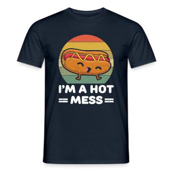 Retro Vintage Hot Dog Sandwich Mess Cute - Männer T-Shirt - Navy - Vorne - AI Model Male 178 light (178cm)