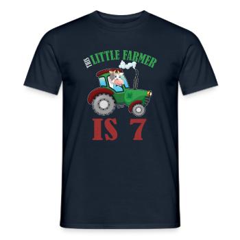 Birth Born Age 7 Years Old Farmer Cow Tractor - Männer T-Shirt - Navy - Vorne - AI Model Male 178 light (178cm)
