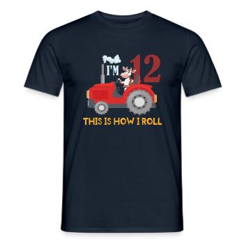 Birth Born Age 12 Year Old Farmer Farm Cow Tractor - Männer T-Shirt - Navy - Vorne - AI Model Male 178 light (178cm)
