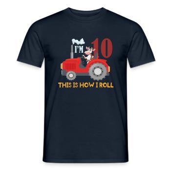 Birth Born Age 10 Year Old Farmer Farm Cow Tractor - Männer T-Shirt - Navy - Vorne - AI Model Male 178 light (178cm)