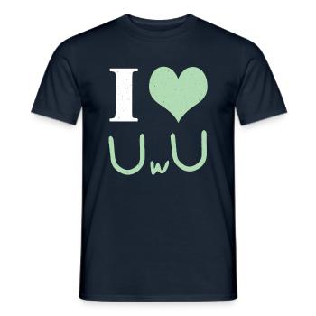 Love UwU Face Vaporwave Anime Heart Otaku - Männer T-Shirt - Navy - Vorne - AI Model Male 178 light (178cm)