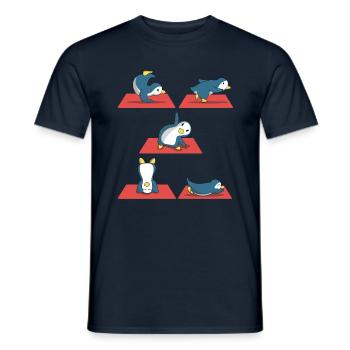Zen Namaste Animal Meditation Kawaii Penguin Yoga - Men's T-Shirt - navy - Front - AI Model Male 178 light (178cm)