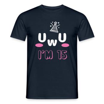 OwO UwU Face Age 15 Year Old Anime Aesthetic Otaku - Männer T-Shirt - Navy - Vorne - AI Model Male 178 light (178cm)