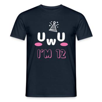 OwO UwU Face Age 12 Year Old Anime Aesthetic Otaku - Männer T-Shirt - Navy - Vorne - AI Model Male 178 light (178cm)