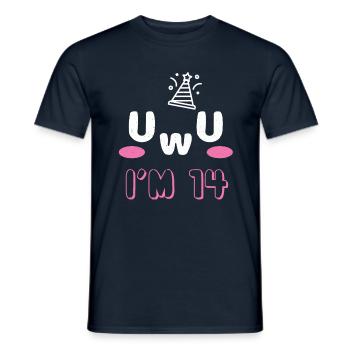 OwO UwU Face Age 14 Year Old Anime Aesthetic Otaku - Männer T-Shirt - Navy - Vorne - AI Model Male 178 light (178cm)
