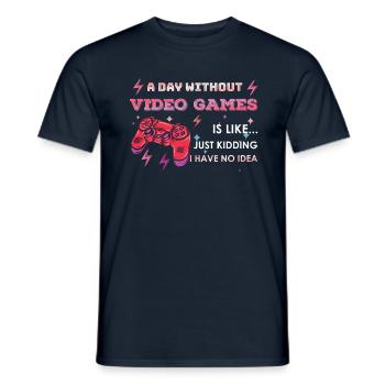Drôle d’amateur de jeux vidéo Gamer Une journée sans jeu - T-shirt homme - marine - Devant - AI Model Male 178 light (178cm)