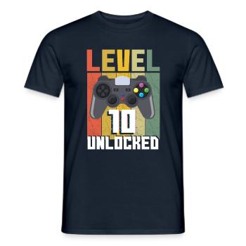 Vintage Gamer Video Game Lover Age 10 Unlocked - Männer T-Shirt - Navy - Vorne - AI Model Male 178 light (178cm)