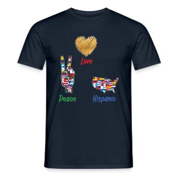 Love Peace Hispanic Flags Hispanic Heritage Month - Men's T-Shirt - navy - Front - AI Model Male 178 light (178cm)