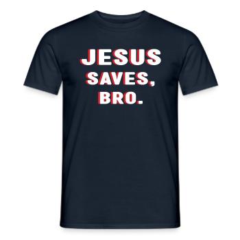 Amour Jésus sauve Frère Seigneur Dieu Pasteur chrétien - T-shirt homme - marine - Devant - AI Model Male 178 light (178cm)