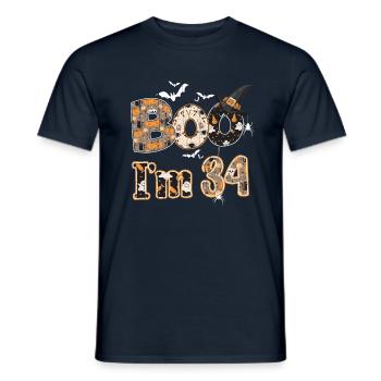 Halloween Pattern Ghost Creatures Birth Age 34 - Men's T-Shirt - navy - Front - AI Model Male 178 light (178cm)