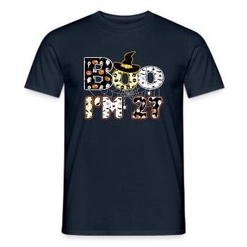 Halloween Pattern Spider Creatures Birth Age 27 - Men's T-Shirt - navy - Front - AI Model Male 178 light (178cm)