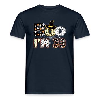 Halloween Pattern Spider Creatures Birth Age 33 - Men's T-Shirt - navy - Front - AI Model Male 178 light (178cm)