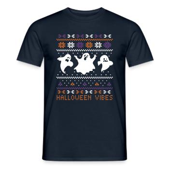 Stitch Pattern Ghost Creatures Vibes Halloween - Men's T-Shirt - navy - Front - AI Model Male 178 light (178cm)