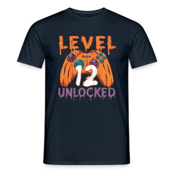 Halloween Pattern Pumpkin Game Gamer Birth Age 12 - Men's T-Shirt - navy - Front - AI Model Male 178 light (178cm)