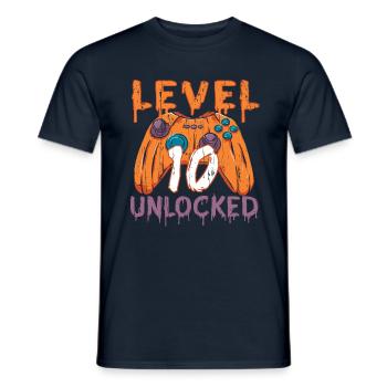 Halloween Pattern Pumpkin Game Gamer Birth Age 10 - Men's T-Shirt - navy - Front - AI Model Male 178 light (178cm)