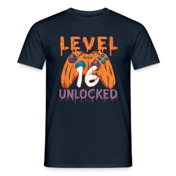 Halloween Pattern Pumpkin Game Gamer Birth Age 16 - Men's T-Shirt - navy - Front - AI Model Male 178 light (178cm)