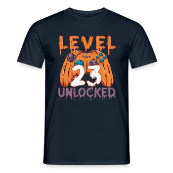 Halloween Pattern Pumpkin Game Gamer Birth Age 23 - Men's T-Shirt - navy - Front - AI Model Male 178 light (178cm)
