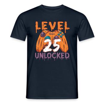 Halloween Pattern Pumpkin Game Gamer Birth Age 25 - Men's T-Shirt - navy - Front - AI Model Male 178 light (178cm)