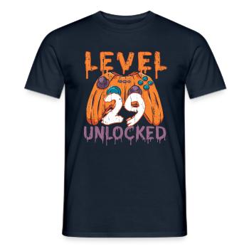 Halloween Pattern Pumpkin Game Gamer Birth Age 29 - Men's T-Shirt - navy - Front - AI Model Male 178 light (178cm)