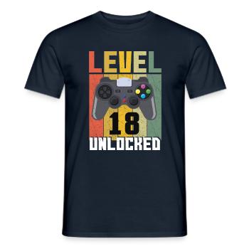 Amateur de jeux vidéo Vintage Gamer Age 18 Déverrouillé - T-shirt homme - marine - Devant - AI Model Male 178 light (178cm)