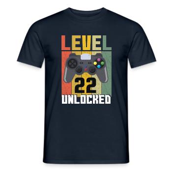 Vintage Gamer Video Game Lover Age 22 Unlocked - Men's T-Shirt - navy - Front - AI Model Male 178 light (178cm)