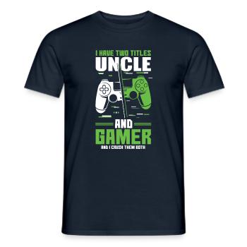 Two Titles Uncle Gamer Video Game Lover Gaming - Men's T-Shirt - navy - Front - AI Model Male 178 light (178cm)