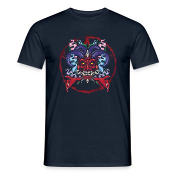 Pentagramme Diable Démon Rétro Horreur Effrayant Halloween - T-shirt homme - marine - Devant - AI Model Male 178 light (178cm)