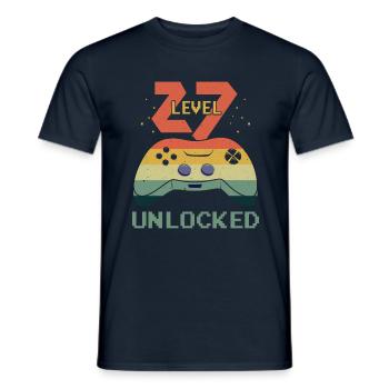 Vintage Video Game Lover Age 27 Level Unlocked - Men's T-Shirt - navy - Front - AI Model Male 178 light (178cm)