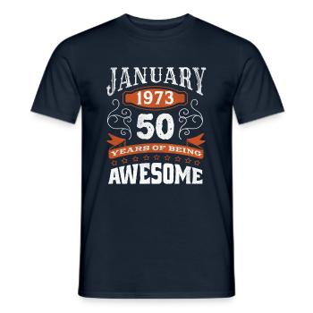 Vintage January 1973 50 Year Old Birth Awesome - Men's T-Shirt - navy - Front - AI Model Male 178 light (178cm)