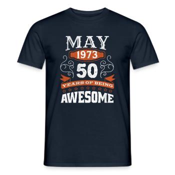 Vintage May 1973 50 Year Old Birth Awesome - Men's T-Shirt - navy - Front - AI Model Male 178 light (178cm)