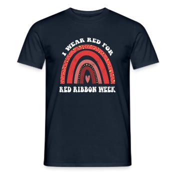 Rainbow Ribbon Week October I Wear Red - Männer T-Shirt - Navy - Vorne - AI Model Male 178 light (178cm)