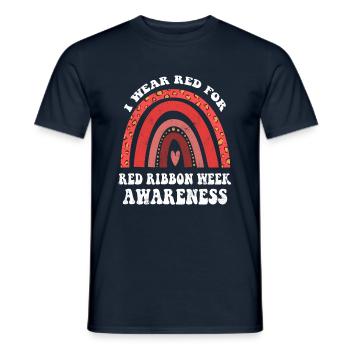 Rainbow Ribbon Week October I Wear Red Awareness - Männer T-Shirt - Navy - Vorne - AI Model Male 178 light (178cm)