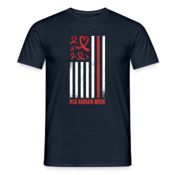 Red Flag Ribbon Heart Week Red Awareness - Männer T-Shirt - Navy - Vorne - AI Model Male 178 light (178cm)