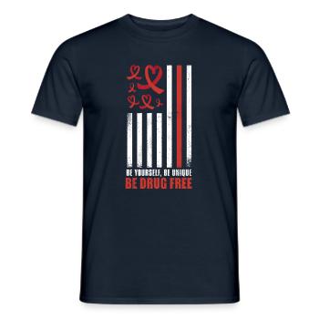 Red Flag Ribbon Heart Week In October Unique Red - Männer T-Shirt - Navy - Vorne - AI Model Male 178 light (178cm)