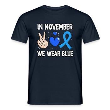 Love Peace Blue November Diabetes Awareness Month - Männer T-Shirt - Navy - Vorne - AI Model Male 178 light (178cm)