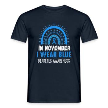 Je porte en novembre Mois de la sensibilisation au diabète - T-shirt homme - marine - Devant - AI Model Male 178 light (178cm)