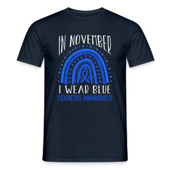 I Wear Rainbow Diabetes Awareness Blue In November - Männer T-Shirt - Navy - Vorne - AI Model Male 178 light (178cm)