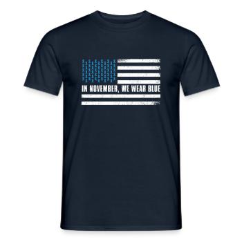 Flag Blue November Diabetes Awareness Month - Männer T-Shirt - Navy - Vorne - AI Model Male 178 light (178cm)