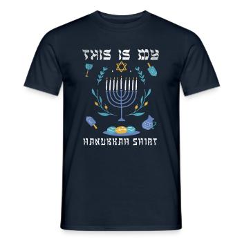 Jewish Christmas Jew This My Hanukkah Ornament - Men's T-Shirt - navy - Front - AI Model Male 178 light (178cm)