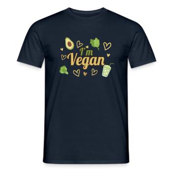 Avocado Heart Vegetable Powered Végétarien I Vegan - T-shirt homme - marine - Devant - AI Model Male 178 light (178cm)