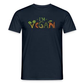 Word Vegetable Powered Vegetarian I Vegan - Men's T-Shirt - navy - Front - AI Model Male 178 light (178cm)